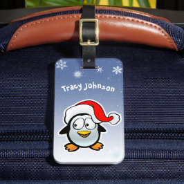 Kall pingvin med den Santa hatten Bagagebricka