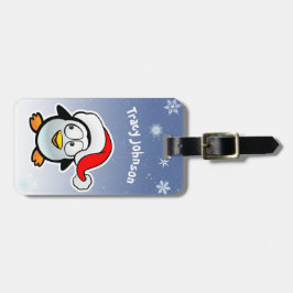 Kall pingvin med den Santa hatten Bagagebricka