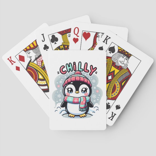 Kall Pingvin Snöig Halsduk Knuff Casinokort (Baksidan)