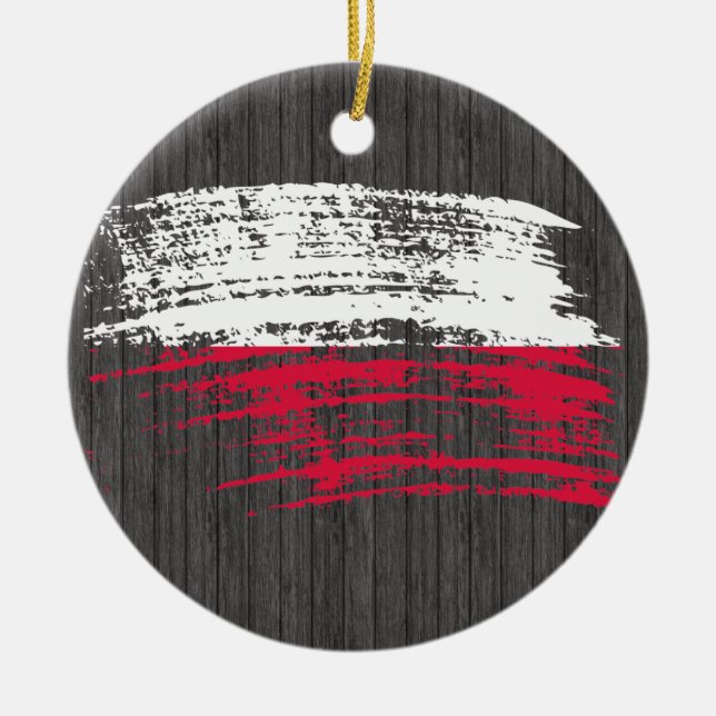 Kall polsk flaggadesign julgransprydnad keramik (Framsidan)
