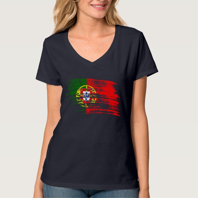 Kall portugisisk flaggadesign tee shirt (Framsida)