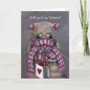 Kall Råtta med Scarf Valentine Day Card Helgkort