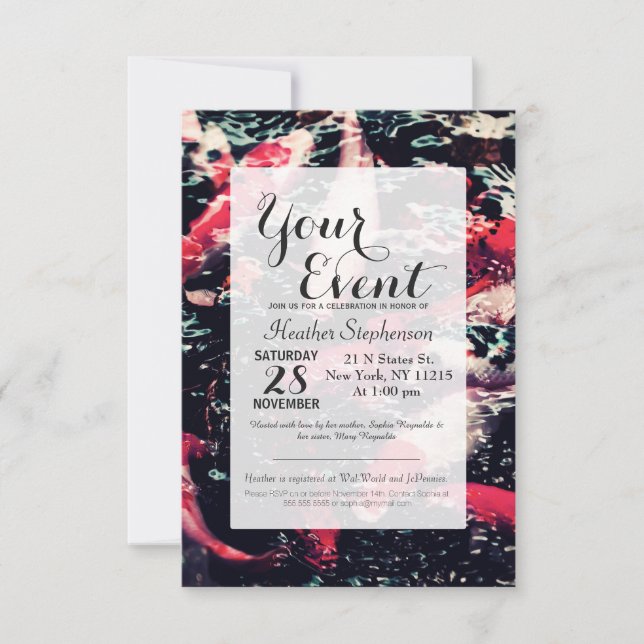 Kall röd Koi fisk i vatten Inbjudningar (Framsida)