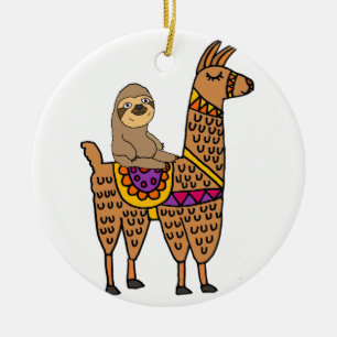 Kall rolig SlothridningLlama Julgransprydnad Keramik