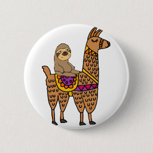Kall rolig SlothridningLlama Knapp