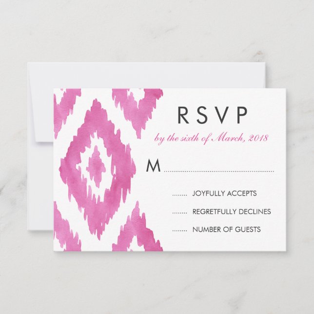 Kall Rosa Ikat RSVP OSA Kort (Framsida)