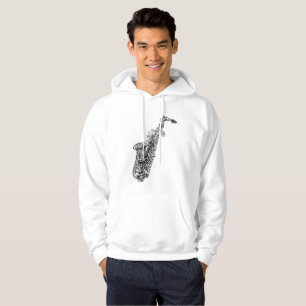 Kall saxofonhoodie sweatshirt med luva