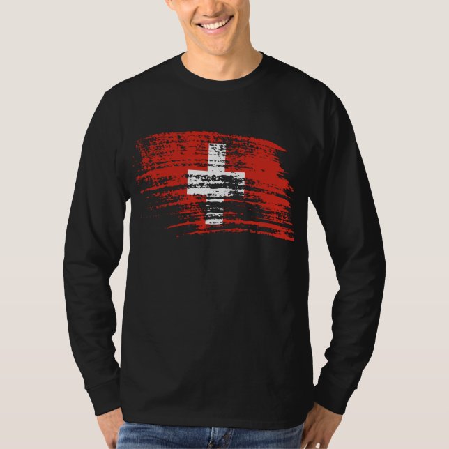 Kall schweizareflaggadesign t-shirt (Framsida)
