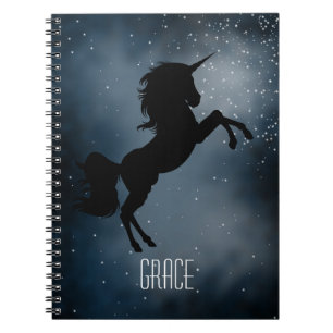 Kall Silhouette för Unicorn för galax för Anteckningsbok