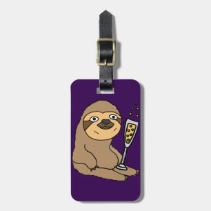 Kall Sloth som dricker champagnetecknaden Bagagebricka