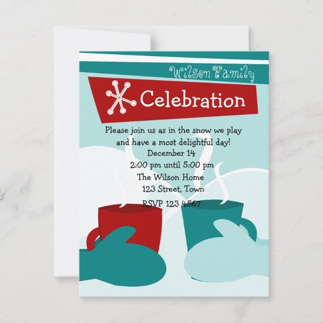 Kall Snö Warm Mittens Inbjudningar (Framsida)