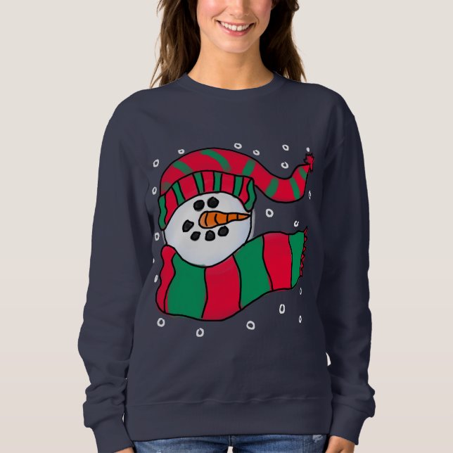 Kall Snögubbe Abstrakt Julkonst att Bära T Shirt (Framsida)