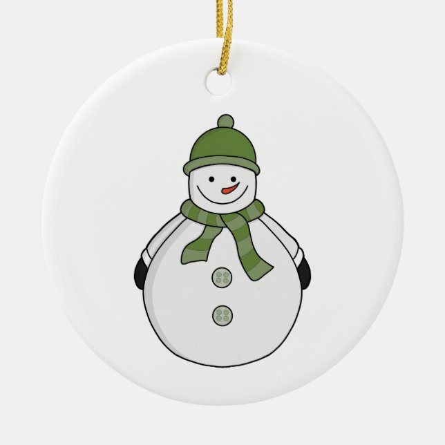 Kall snögubbe julgransprydnad keramik (Framsidan)