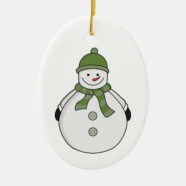 Kall snögubbe julgransprydnad keramik (Framsidan)