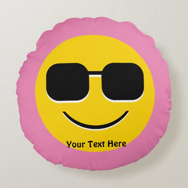 Kall solglasögonEmoji grabb Rund Kudde (Framsidan)