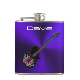 Kall stengitarr på flaskan för lilametallmusik fickplunta