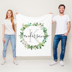 KALL SUCKULENT MONOGRAM FÖR KRANLÖVVERKVATTENFÄ FLEECEFILT