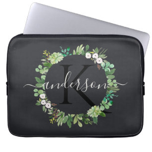 KALL SUCKULENT MONOGRAM FÖR KRANLÖVVERKVATTENFÄ LAPTOP FODRAL
