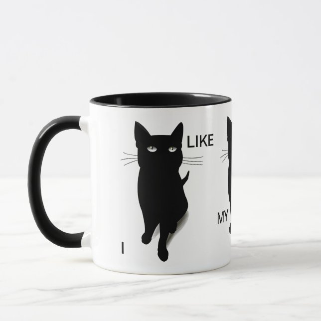 Kall svart kattkaffemugg vid Dandyland skapelser Mugg (Vänster)