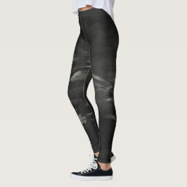 Kall svart och silverdamasker - hejmörker leggings