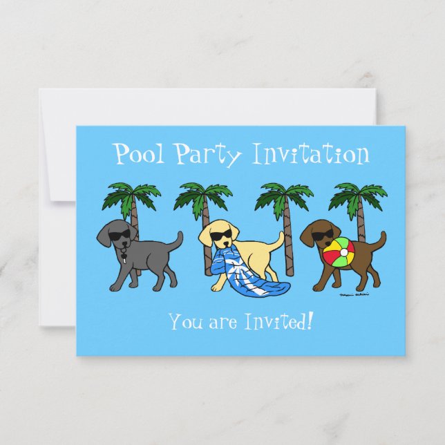 Kall tecknad för Labradors strandparty Inbjudningar (Framsida)