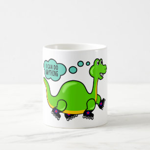 Kall tecknadDinosaur som åker skridskor till Kaffemugg