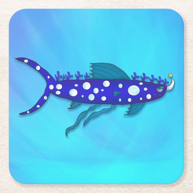 kall tecknadhajkustfartyg underlägg papper kvadrat (Framsidan)