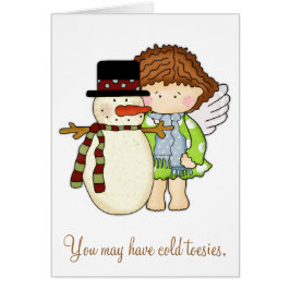 Kall Toesies & Warm Heart Winter Angel Card Hälsningskort
