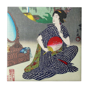 Kall traditionell japansk woodprintgeishakonst kakelplatta