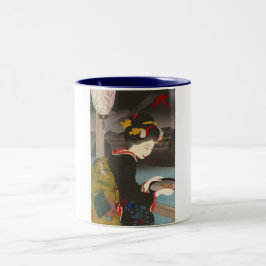 Kall traditionell japansk woodprintklassikergeisha Två-Tonad mugg