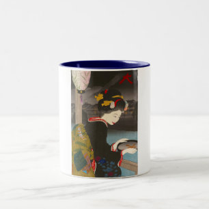 Kall traditionell japansk woodprintklassikergeisha Två-Tonad mugg