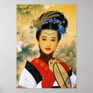 Kall ung härlig kinesisk konst för princess Guo Poster