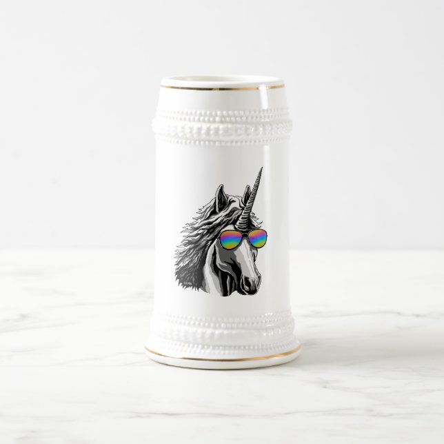 Kall unicorn med regnbågesolglasögon sejdel (Center)