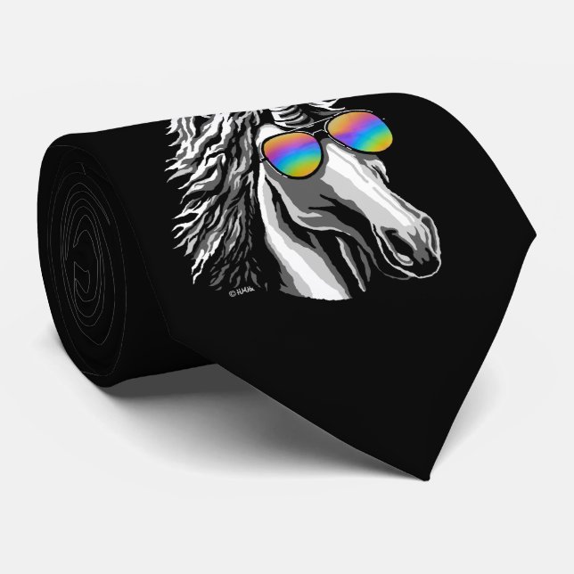 Kall unicorn med regnbågesolglasögon slips (Rullad)