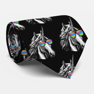 Kall unicorn med regnbågesolglasögon slips