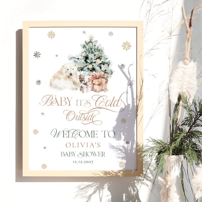 Kall utanför den akuta Polarna Bear Baby Shower Vä Poster (Skapare uppladdad)