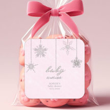 Kall utanför Glitter Snöflingor Rosa Baby Shower
