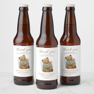 Kall utanför Mamman Bear Nalle Baby Shower Ölflaska Etikett