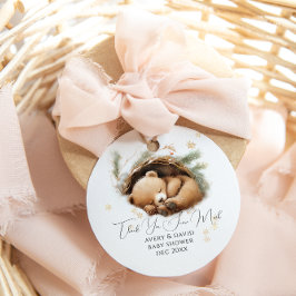 Kall utanför trädbeklädnad, babyskor för vinter gåvor etiketter