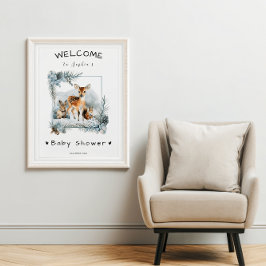 Kall utanför vinterdjur Välkomsthälsning för babys Poster