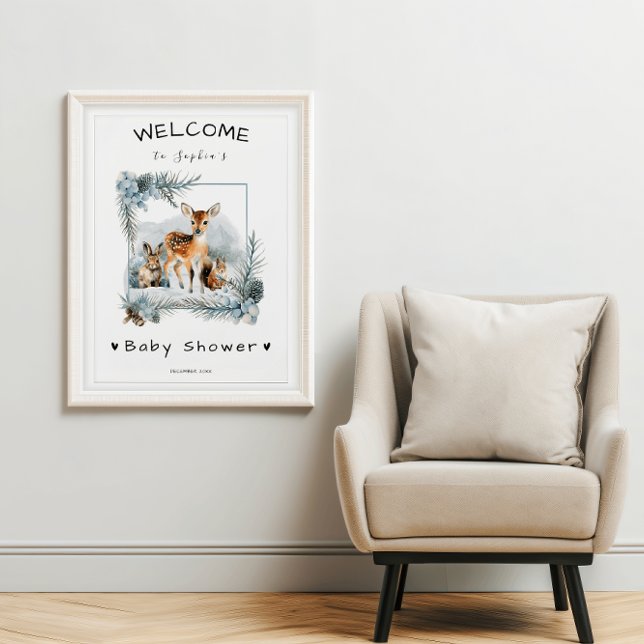 Kall utanför vinterdjur Välkomsthälsning för babys Poster (Skapare uppladdad)