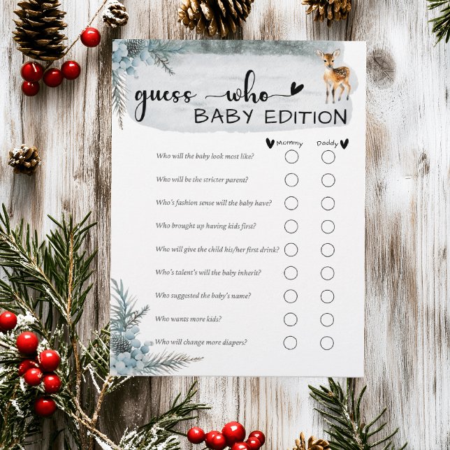Kall utanför vinterdjuren Baby Shower Gissa vem so Reklamblad (Skapare uppladdad)