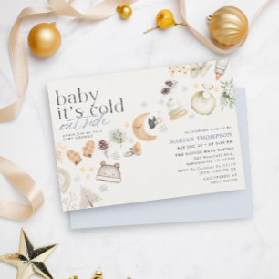 Kall utanför Winter Baby Shower Boy Inbjudningar