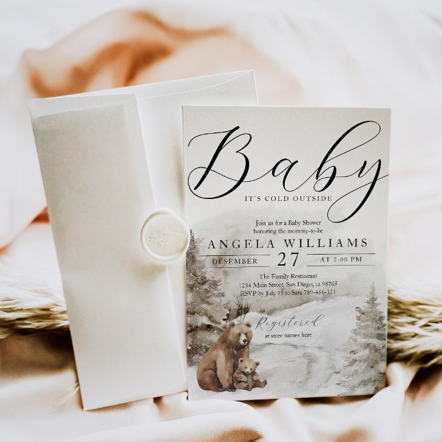 Kall utanför Winter Forest Neutralt Baby Shower Inbjudningar (Skapare uppladdad)