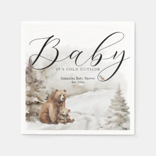 Kall utanför Winter Forest Neutralt Baby Shower Pappersservett