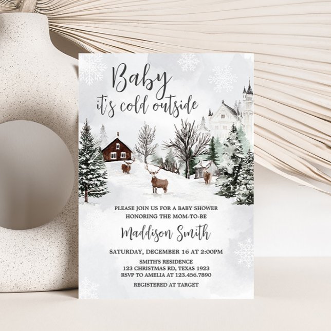 Kall utanför Winter Wonderland Baby Shower Inbjudningar (Winter Wonderland Baby Shower Invitation)