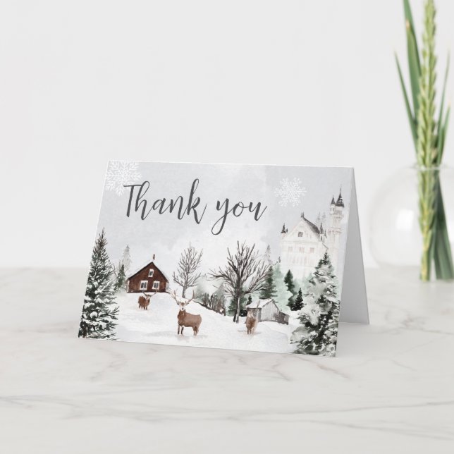 Kall utanför Winter Wonderland Baby Shower Tack Kort (Framsida)