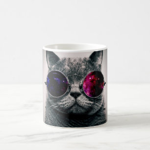 Kall utrymmekatt med Milky teleskopexponeringsglas Kaffemugg