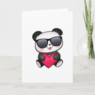 Kall valentin för Pandabjörnsolglasögon hjärta för Helgkort