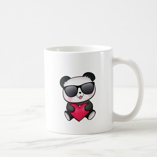 Kall valentin för Pandabjörnsolglasögon hjärta för Kaffemugg (Höger)